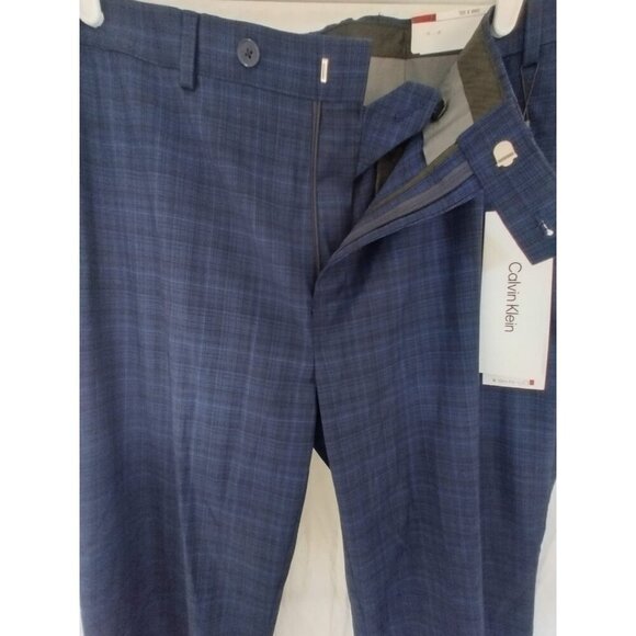 Calvin Klein Slim Fit Men's Blue Plaid Dress Pants 38W x 32L - Picture 5 of 8